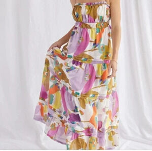 Anthropologie Tiered Maxi Dress Smocked M